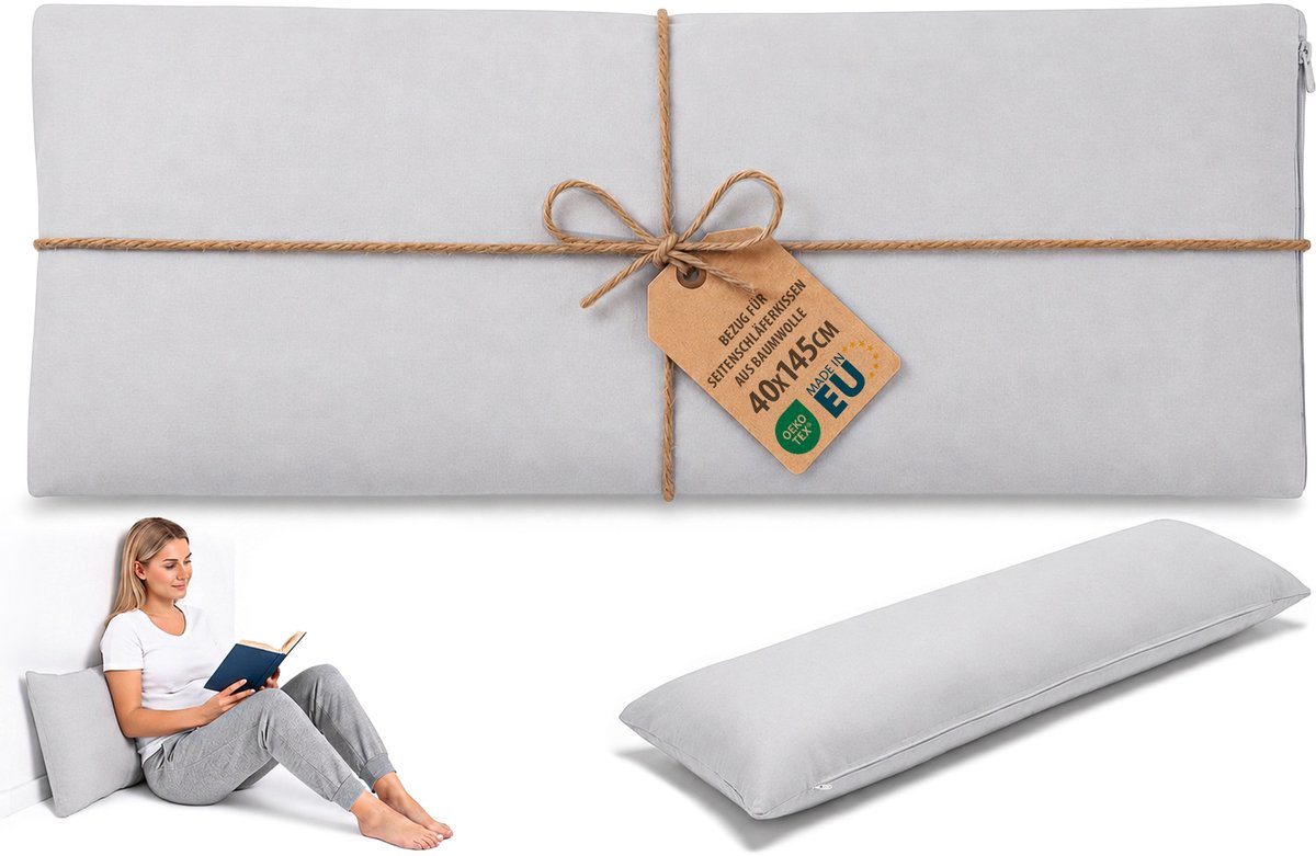 Hoes voor Zwangerschapskussen 145cm Lang Kussen Voor Zijslapers Lichaamskussen Ideaal Voor Slaap Ondersteuning En Borstvoeding Perfect Voor Zwangere Vrouwen Oeko-Tex