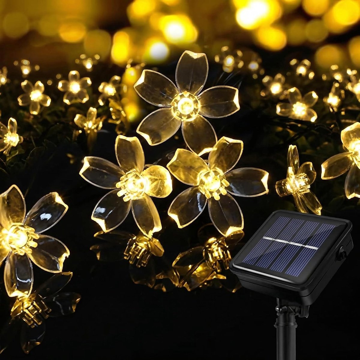 Tuinverlichting buiten lichtsnoern - Warm wit - 11 meter - Solar LED bloemenlichtsnoer waterdicht - Voor tuin en terras