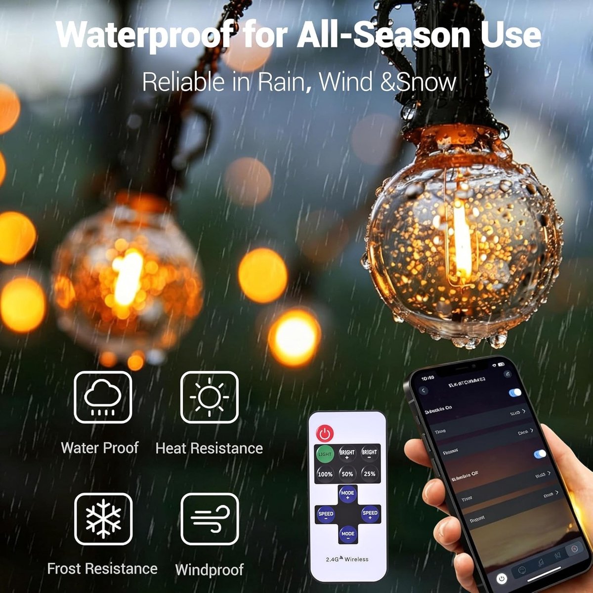 Vellaro Tuinverlichting buiten lichtsnoern - Warmwit - 30 meter - LED Lichtslang met App en Afstandsbediening - Waterdichte Decoratie voor Tuin en Terras