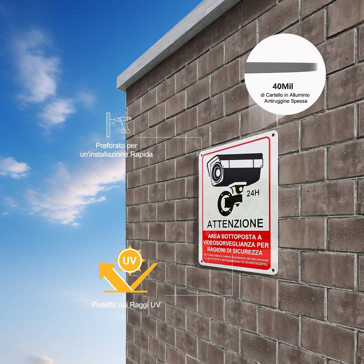 SolidKeus - Video Surveillance Schild in Aluminium (Set van 2)