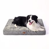 Pebble Orthopedisch Hondenkussen 80x63 cm - Wasbaar - Grijs - Flannel - Afneembare Hoes - Waterafstotend - Benchkussen - Hondenmand - Geschikt voor Middelgrote Hondenrassen