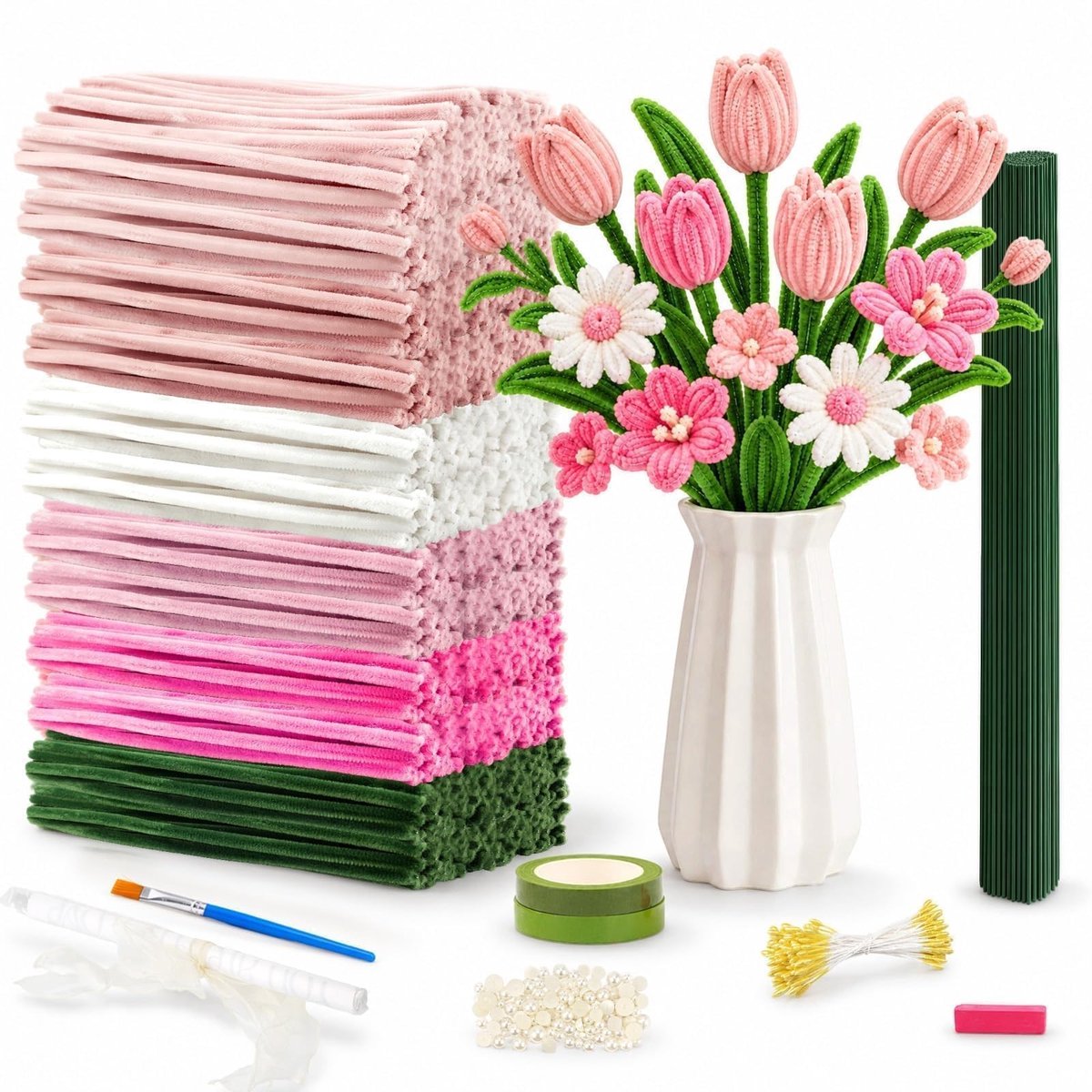 SolidKeus - Pijpenreiniger Bloemenset 680 Stuks in 6 Kleuren