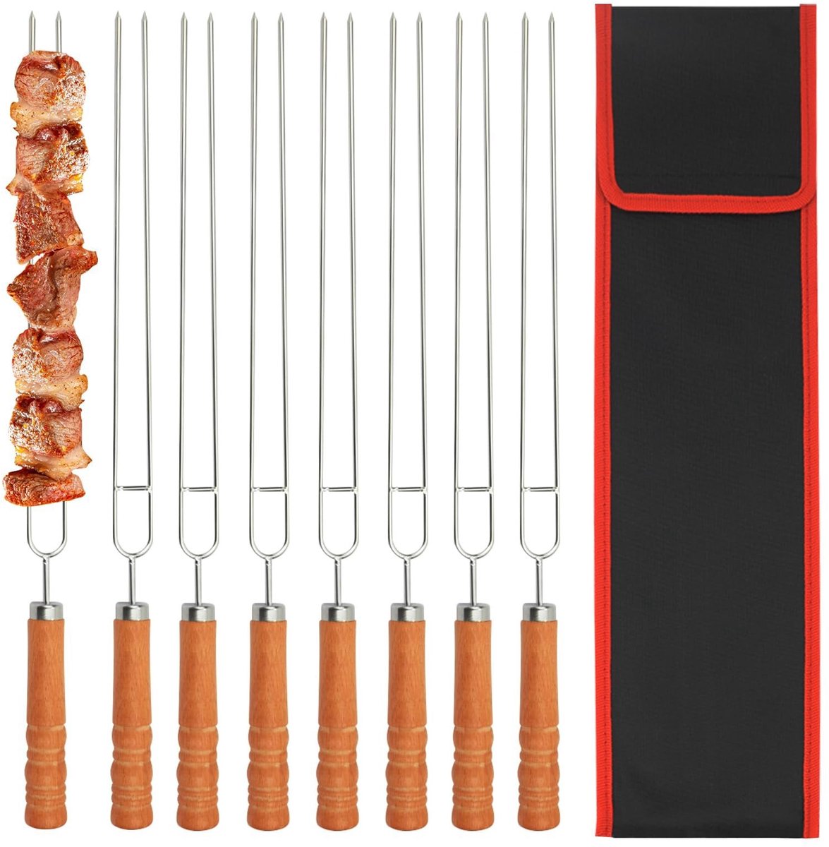 SolidKeus - Set van 8 Roestvrijstalen Grillspiesen