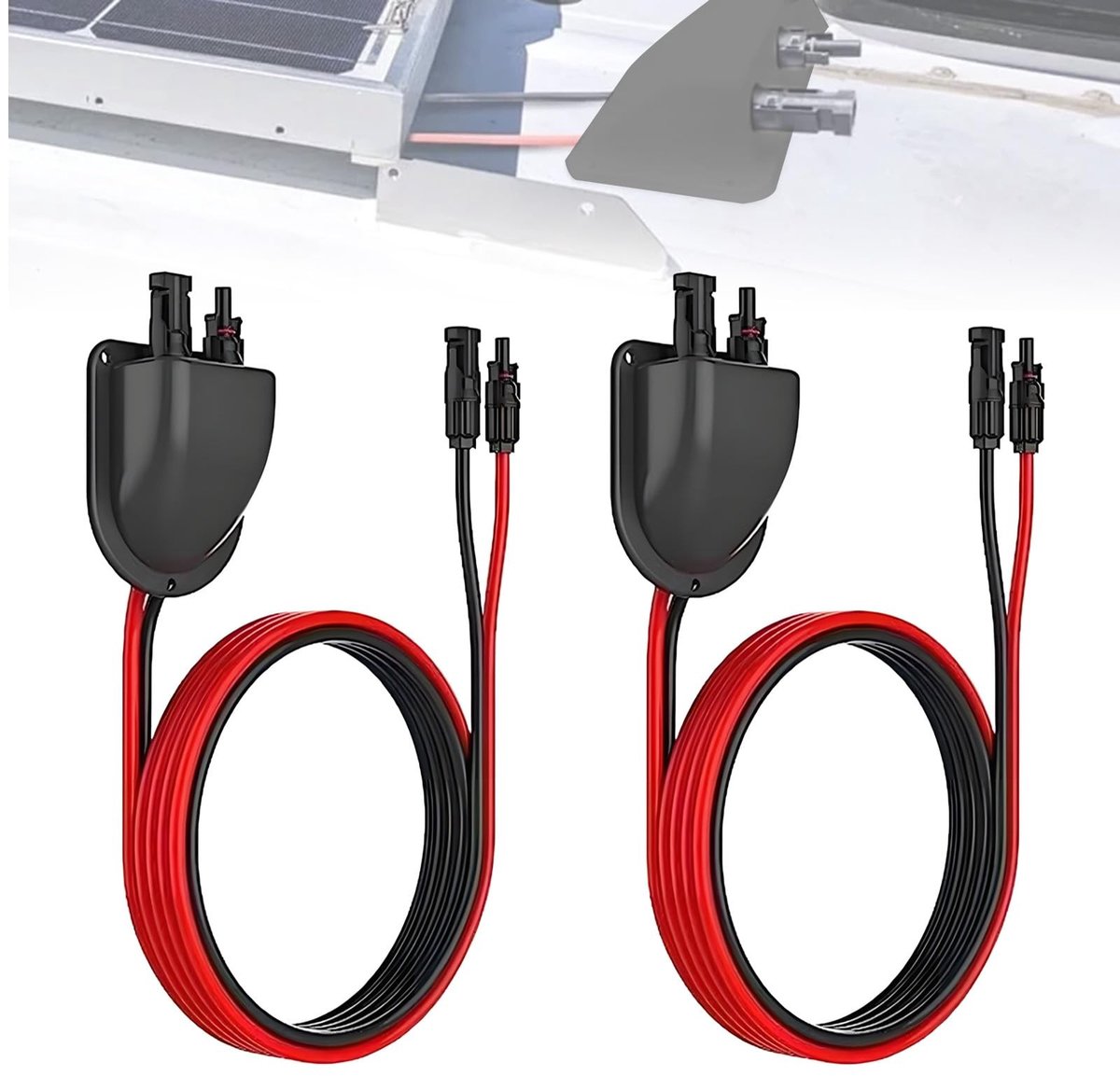SolidKeus - Set van 2 Waterdichte Zonne-kabeldoorvoeren met 2m Kabel
