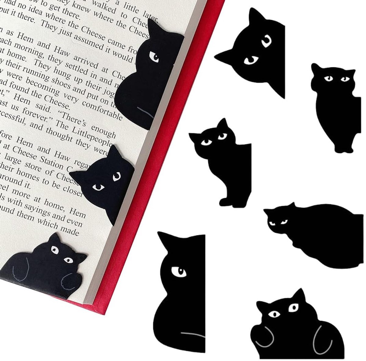 SolidKeus - Set van 6 Magnetische Boekenleggers met Kattenmotief