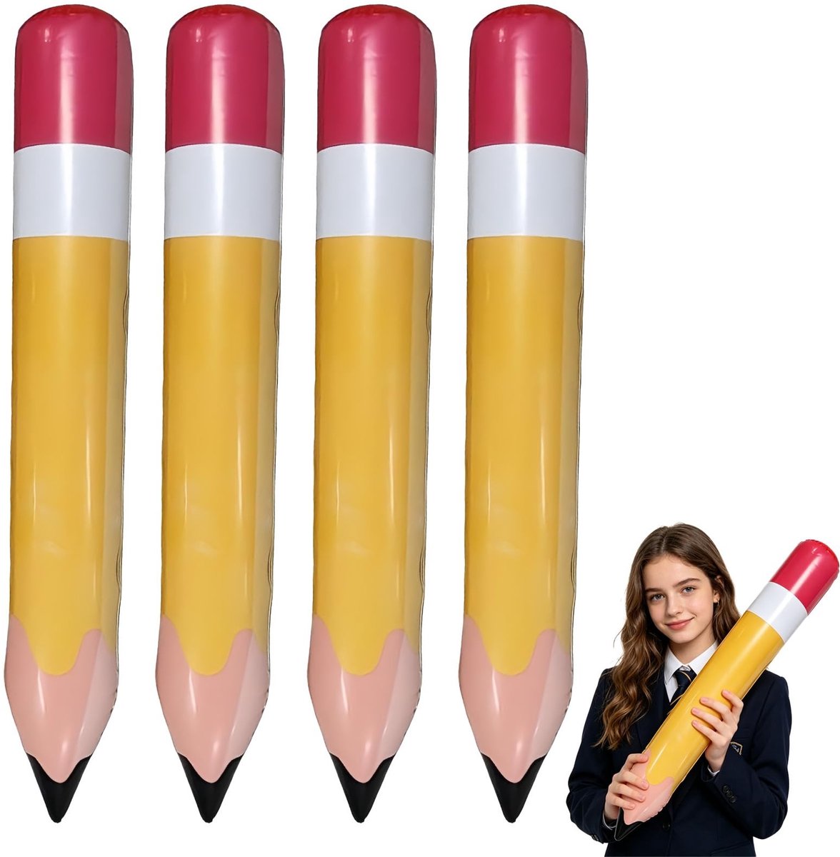 SolidKeus - Set van 4 Opblaasbare Potloden 70 CM voor Schooldecoratie