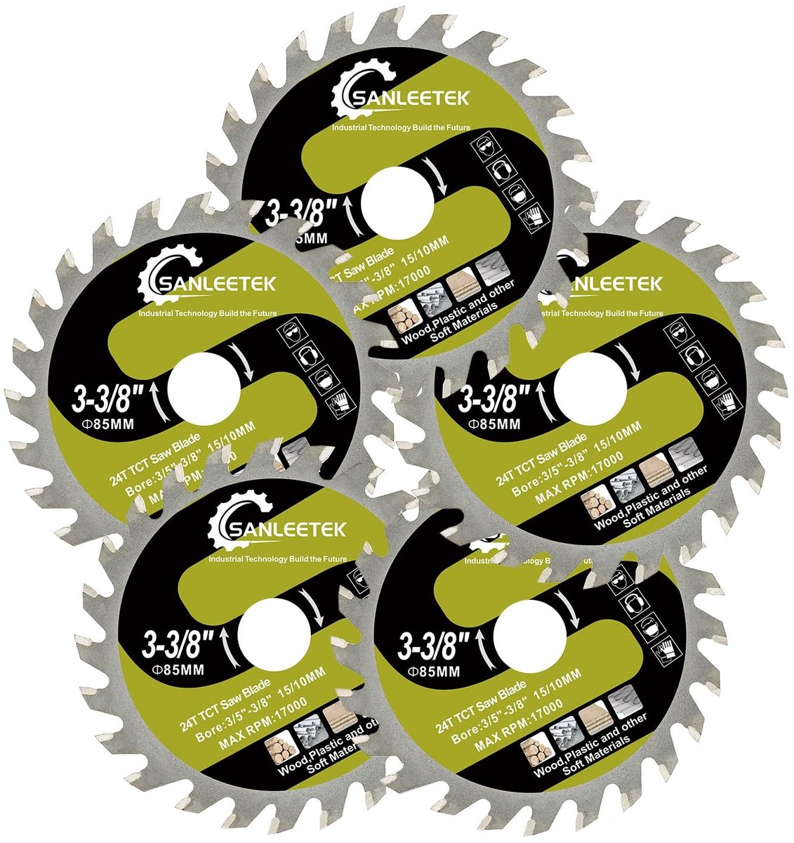 SolidKeus - Set van 5 Cirkelzaagbladen voor Hout