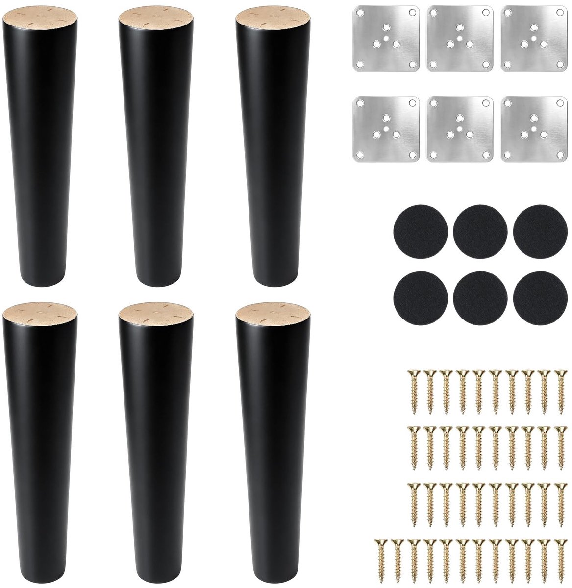 SolidKeus - 6-delige Set Houten Meubelpoten 20 cm Taps Toelopend