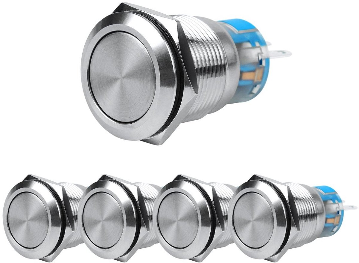 SolidKeus - 19mm Drukknop Schakelaar Set van 5 Stuks