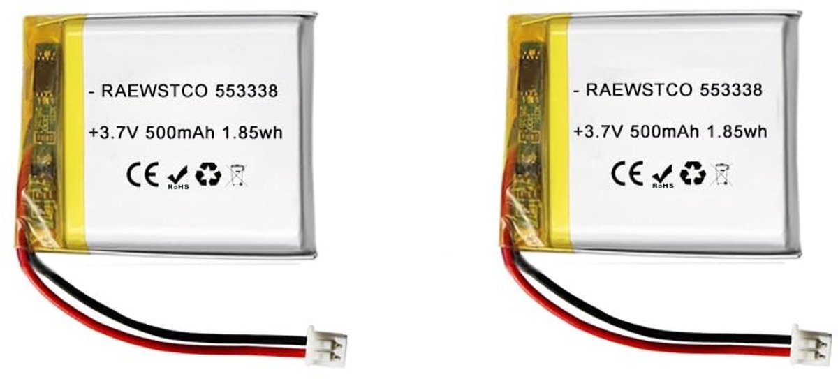 SolidKeus - 2 Stuks Polymeerbatterij 3,7 V 500 mAh voor Elektrisch Speelgoed en Gereedschap