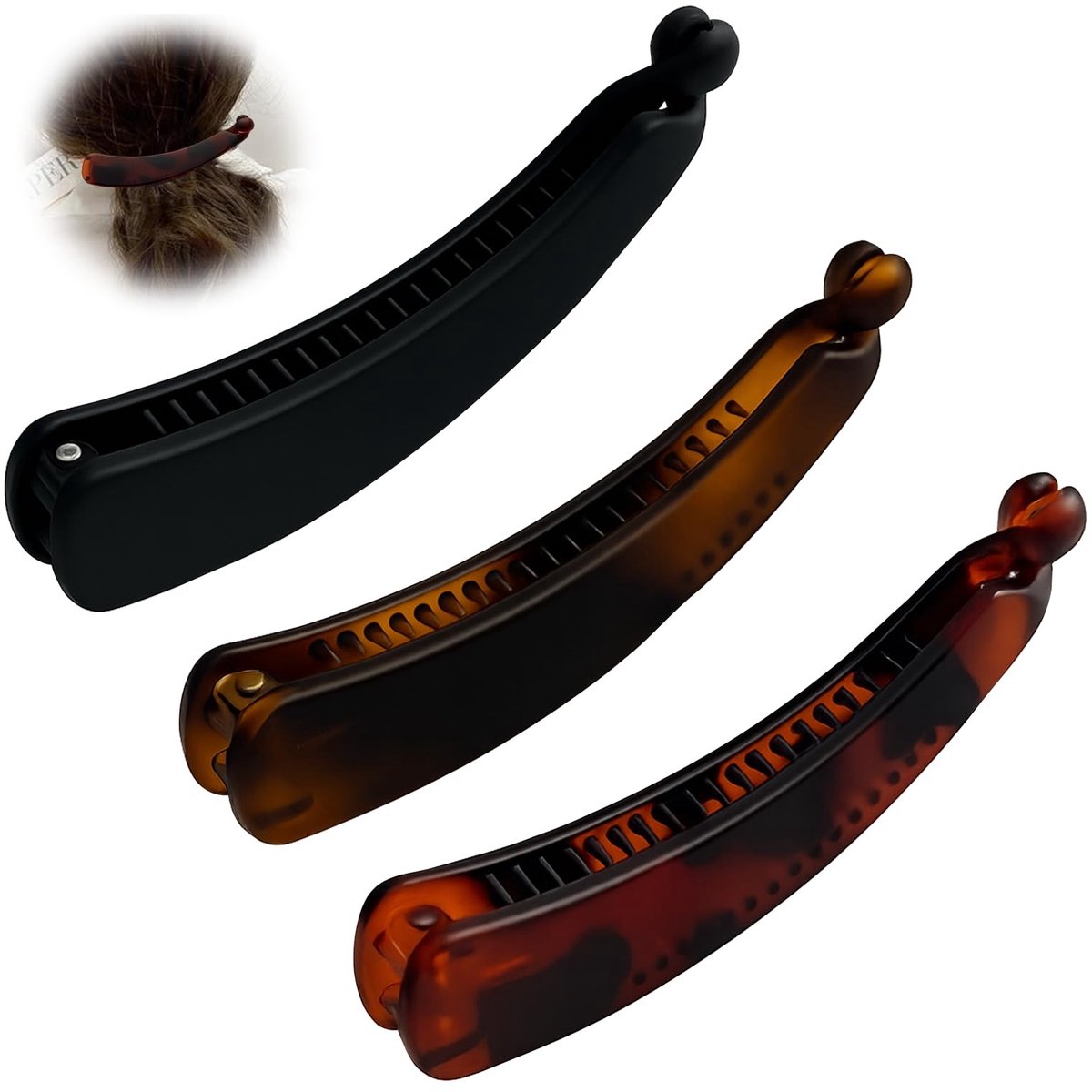 SolidKeus - Set van 3 Bananenhaarclips voor Lang Haar