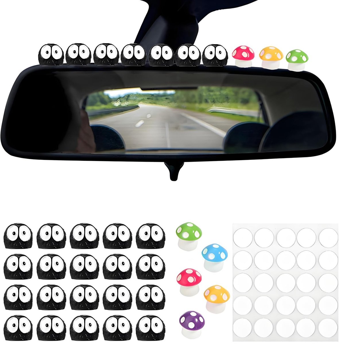 SolidKeus - Set van 25 Stuks Soot Sprouts en Paddenstoelen voor Auto Decoratie