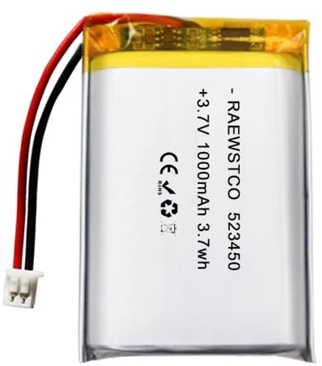 SolidKeus - 3,7V 1000mAh Polymeer Lithiumbatterij voor Bestelsystemen en Dashcams