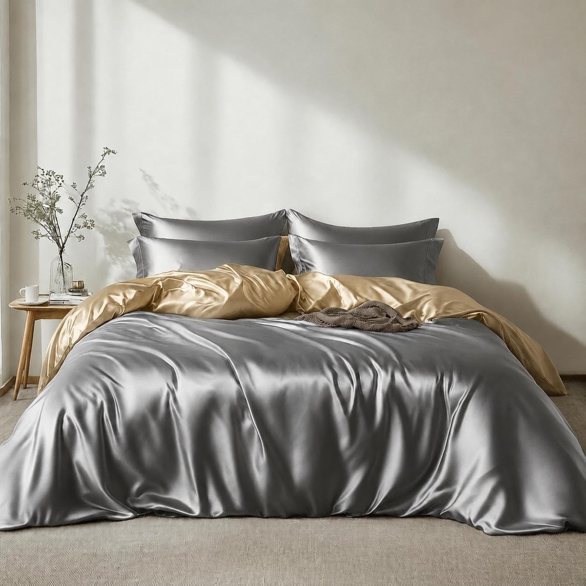 SolidKeus - Luxe Satijnen Beddengoed Set 135 x 200 cm met Kussensloop