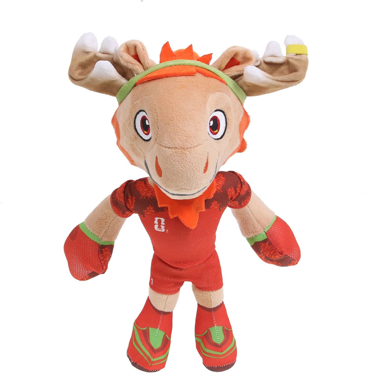 WK Pluchen Knuffel - Eland Knuffel - Met Rood Voetbalshirt - Zacht Verzamelknuffeltje - Geschikt voor Kinderen vanaf 3 Jaar - Rood