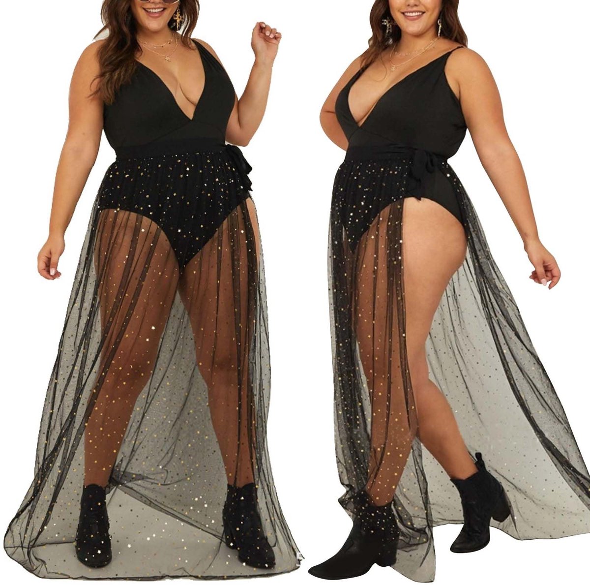 SolidKeus - Vrouwelijke Glitterskirt met Hoge Taille