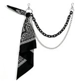 Broekketting - Tailleketting - Hanger Tailleketting - Hip Hop Jeansketting - Punk - Zwarte riem - Rapper Rock Accessoire - Dubbele ketting - Zwart