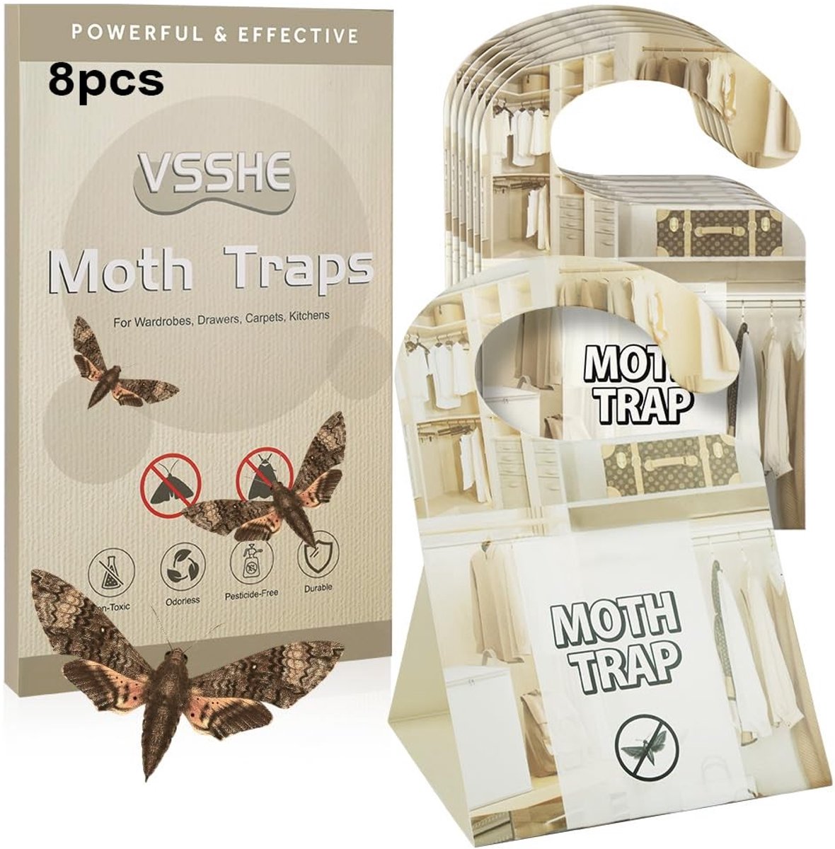 SolidKeus - 8 Stuks Pheromone Moth Traps voor Kleding en Tapijten