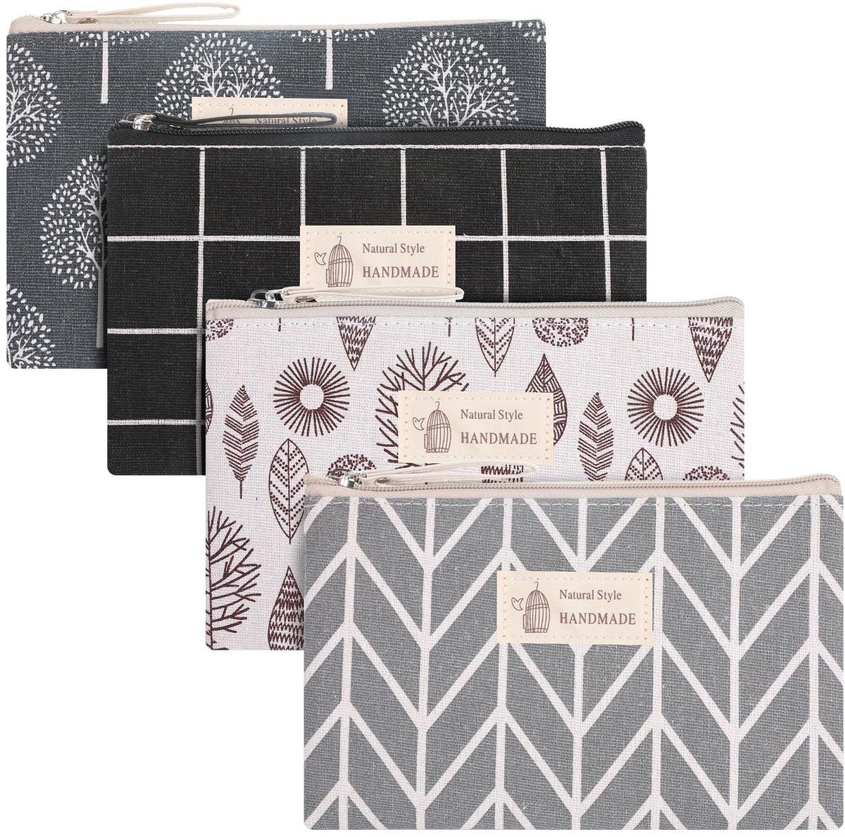SolidKeus - Set van 4 Multifunctionele Canvas Make-uptassen