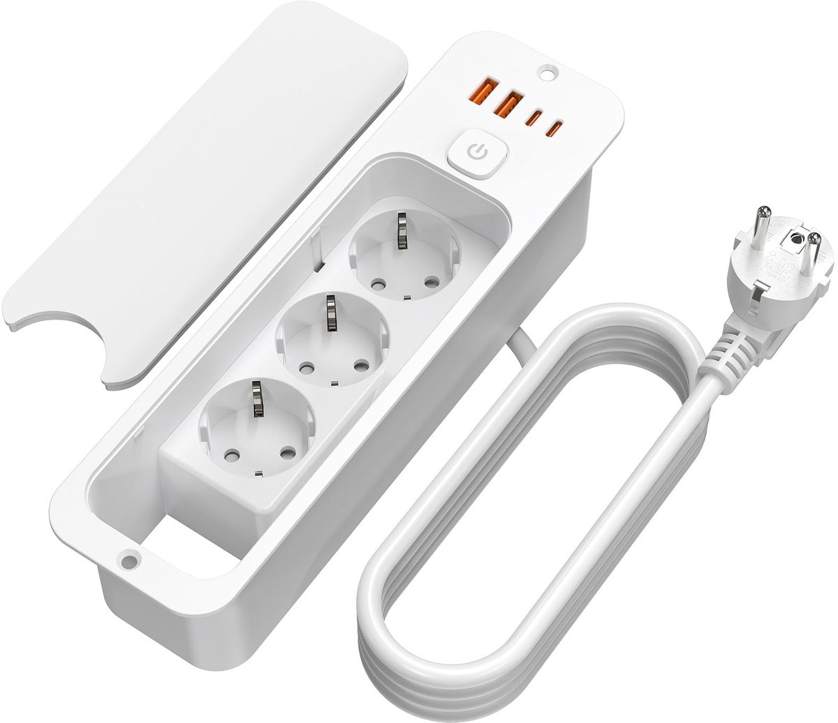 SolidKeus - Inbouw Stopcontact met USB en 1,8 m Kabel