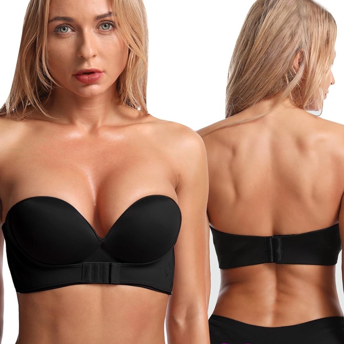 SolidKeus - Strapless Push Up Bh Zonder Beugels met Voorste Gesp