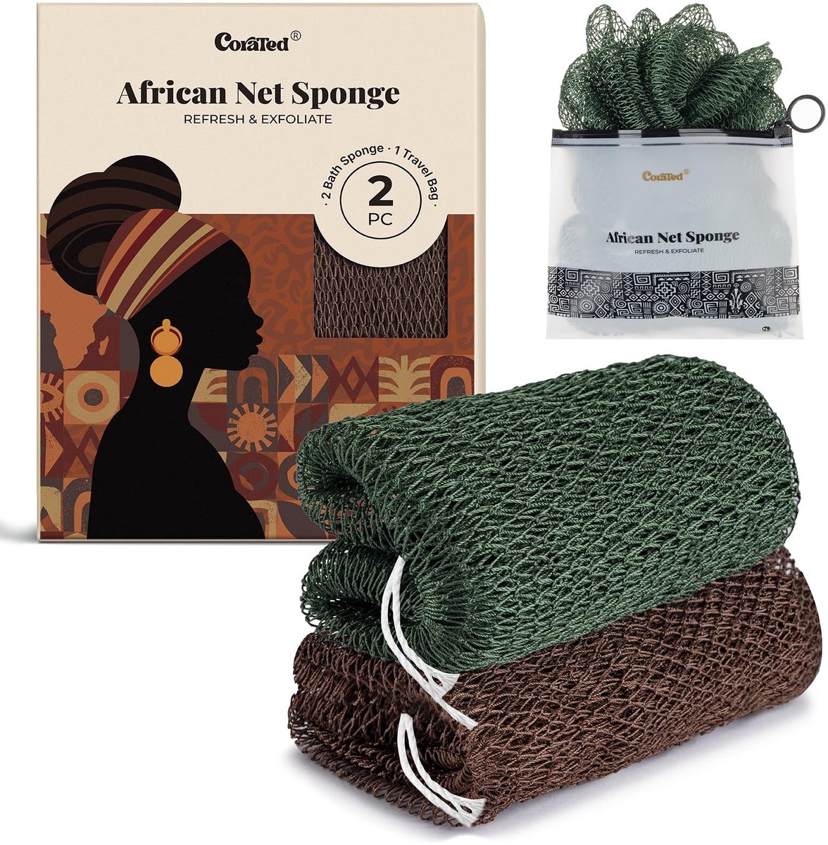 SolidKeus - Set van 2 Afrikaanse Net Sponsen voor Exfoliatie en Reiniging