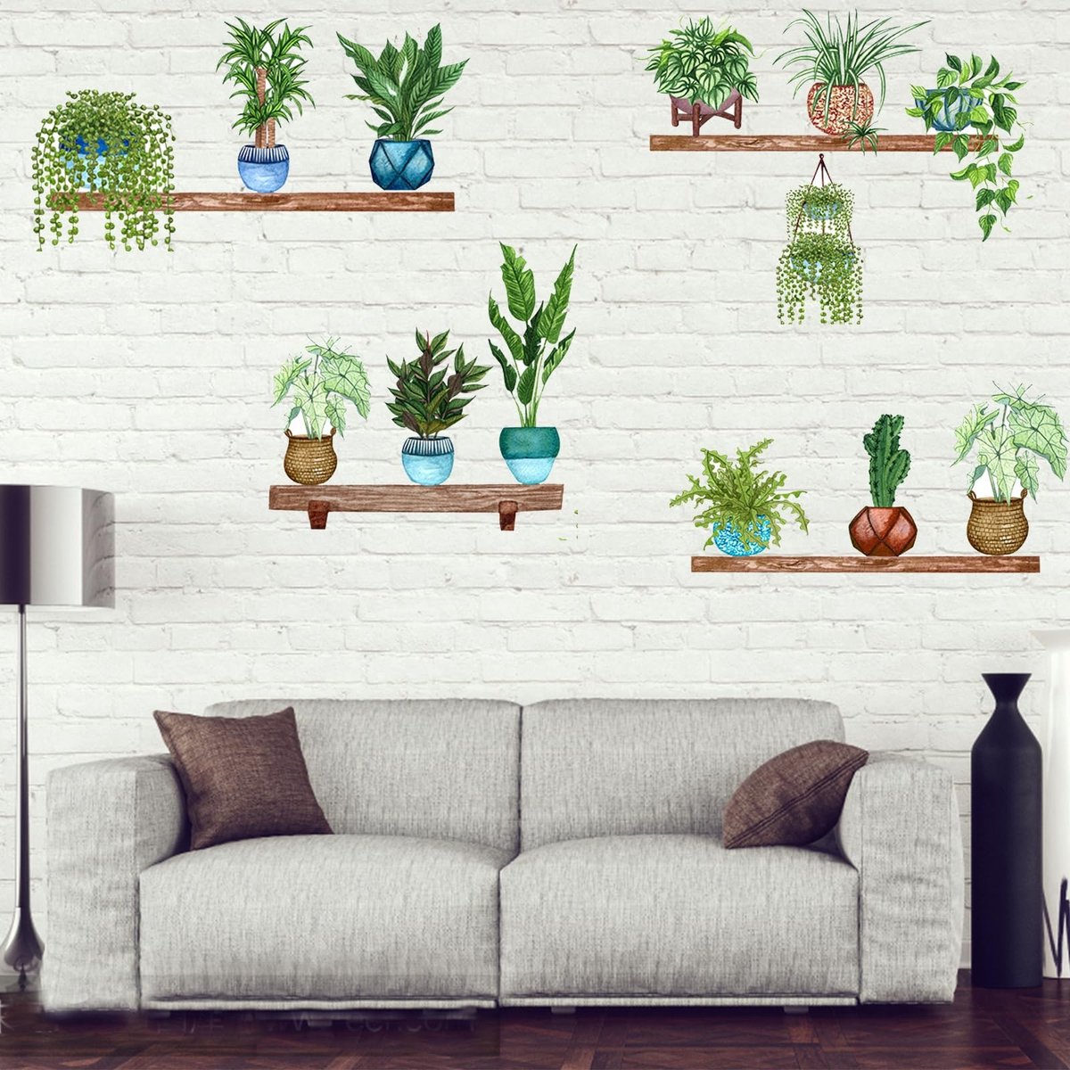 SolidKeus - Wandstickers met Tropische Planten in Pot