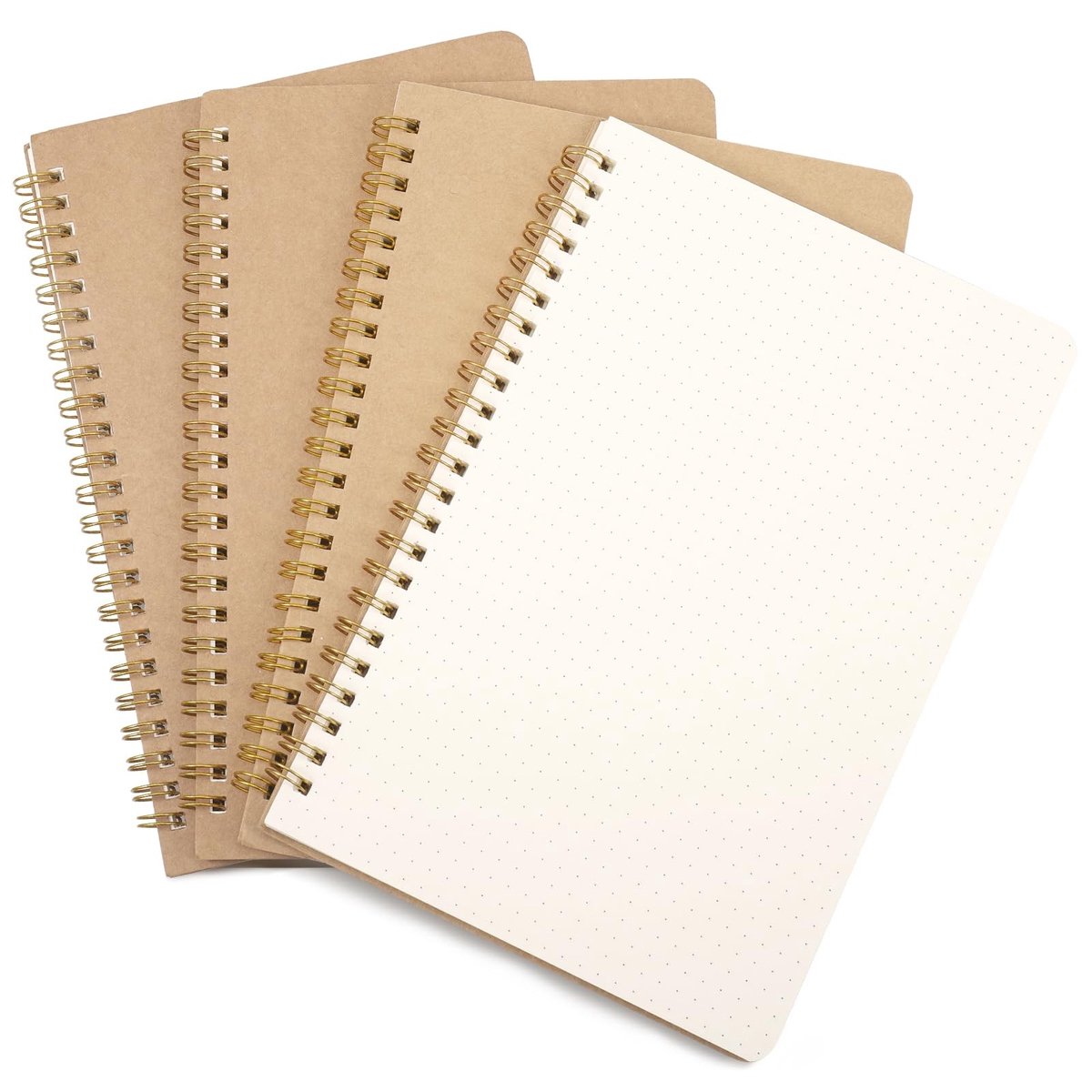 SolidKeus - Set van 4 A5 Spiral Notebooks met Dotted Pagina's
