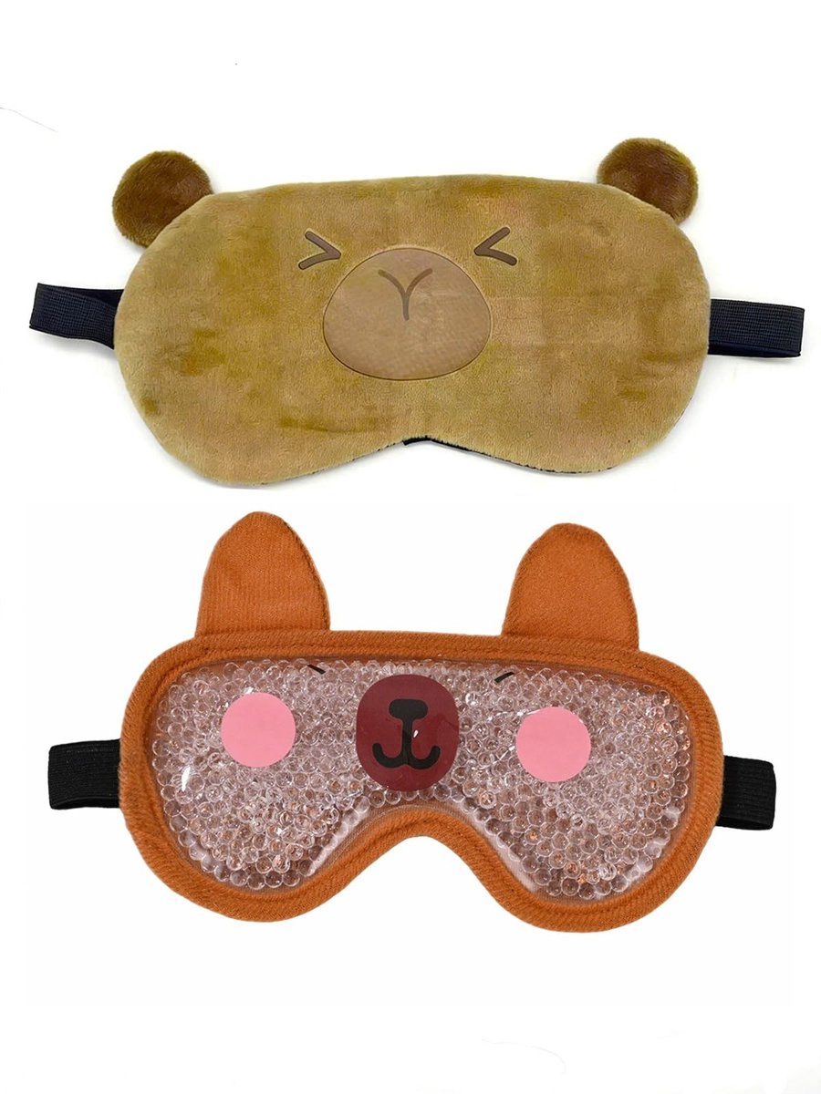 SolidKeus - Set van 2 Bruine Beer Oogmaskers