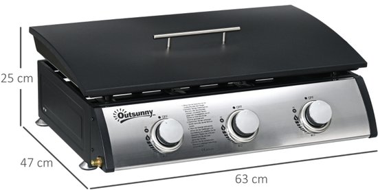 BBQ-grill - Gasgrill - Grill - Met deksel, 3 branders, vetopvangbak - 63x47x25cm - Geschikt voor barbecues, festivals, familiebijeenkomsten en picknicks - Zwart van BBQ+ — afbeelding 5