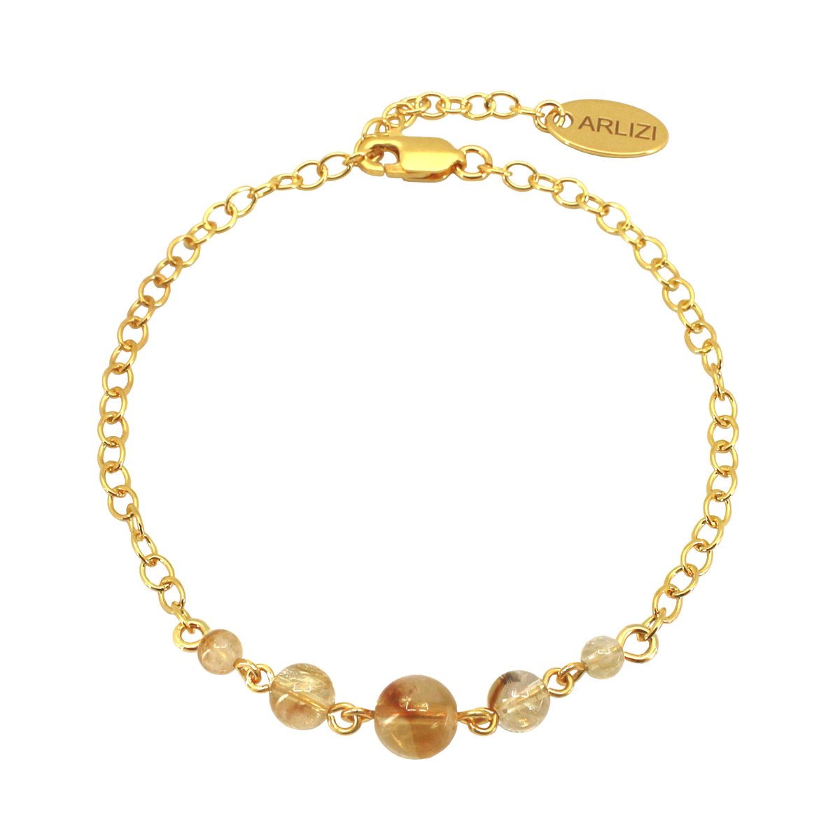 ARLIZI 2512 Armband citrien kralen - verguld - 20 cm