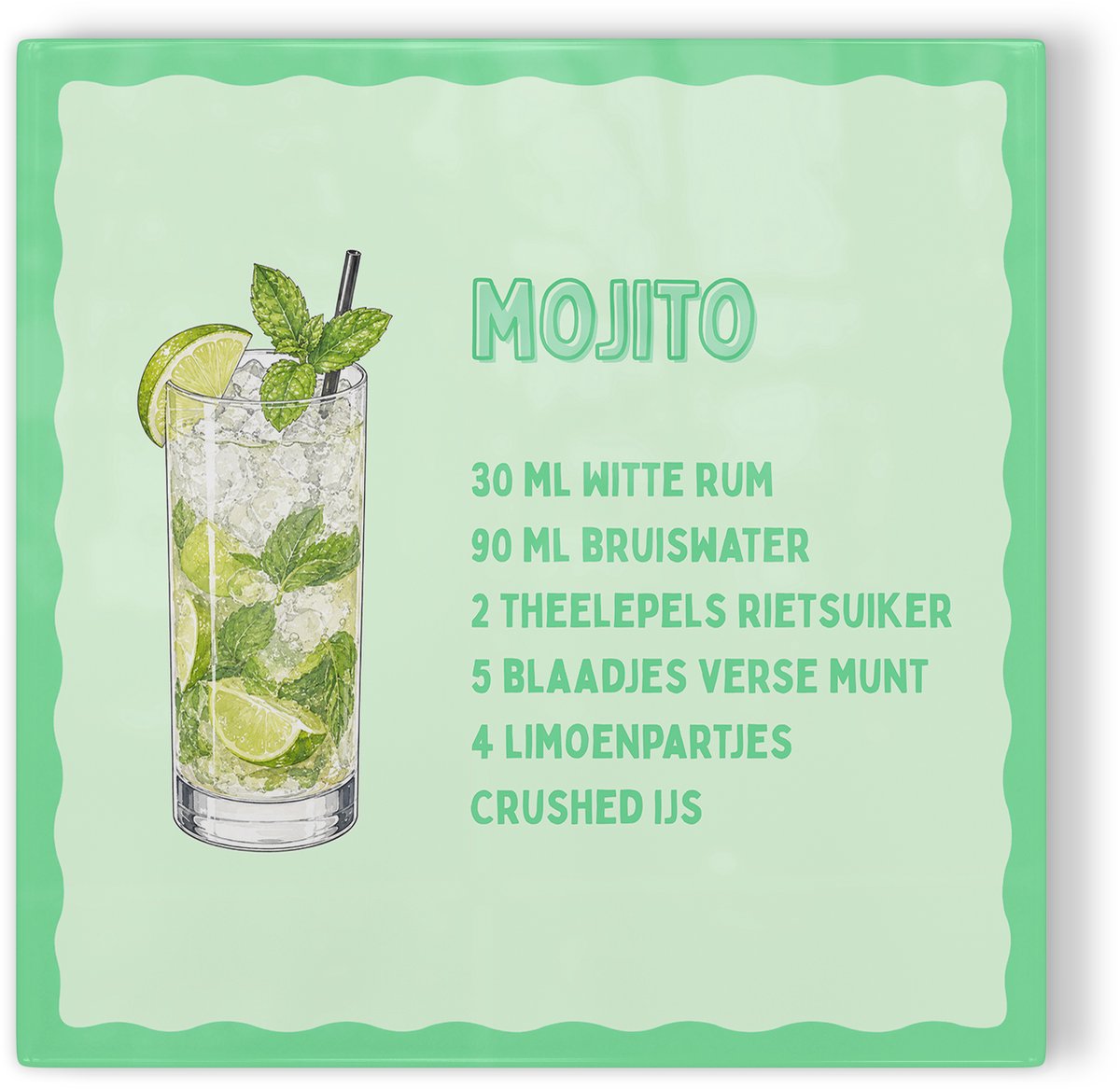 Tegeltje Mojito - groen - tegeltje cocktail - tegeltje met tekst