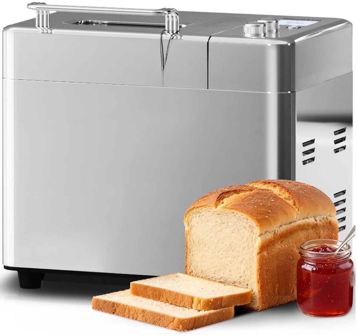 NIVA® Broodbakmachine - Glutenvrij - Automatische Broodbakmachine - Zilver - 35cm x 27cm x 33cm