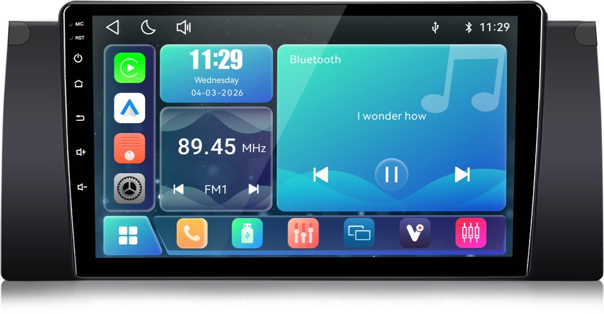 Cestovet Autoradio - Geschikt voor BMW 5er E39 X5 E53 E38 - LINUX - Draadloze CarPlay & Andriod Auto - WIFI, Bluetooth, RDS, FM, SWC, 9-inch Touchscreen