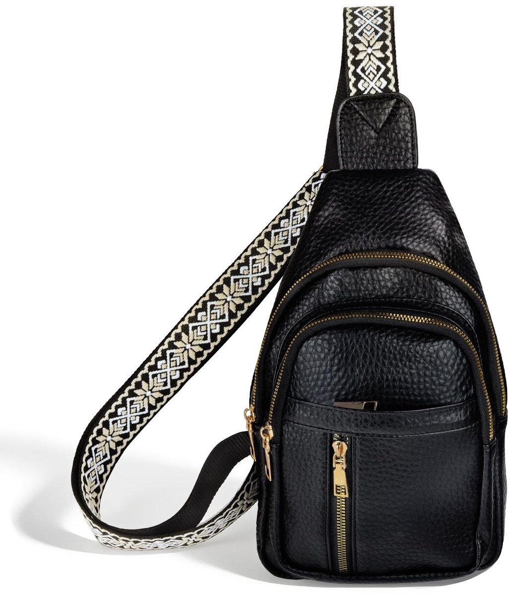SolidKeus - Leren Crossbody Tas voor Vrouwen - Zwart