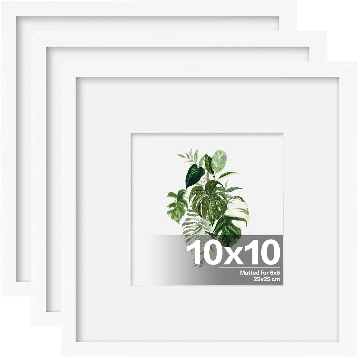 SolidKeus - Set van 3 Vierkante Fotolijsten 10 x 10 cm met Plexiglas