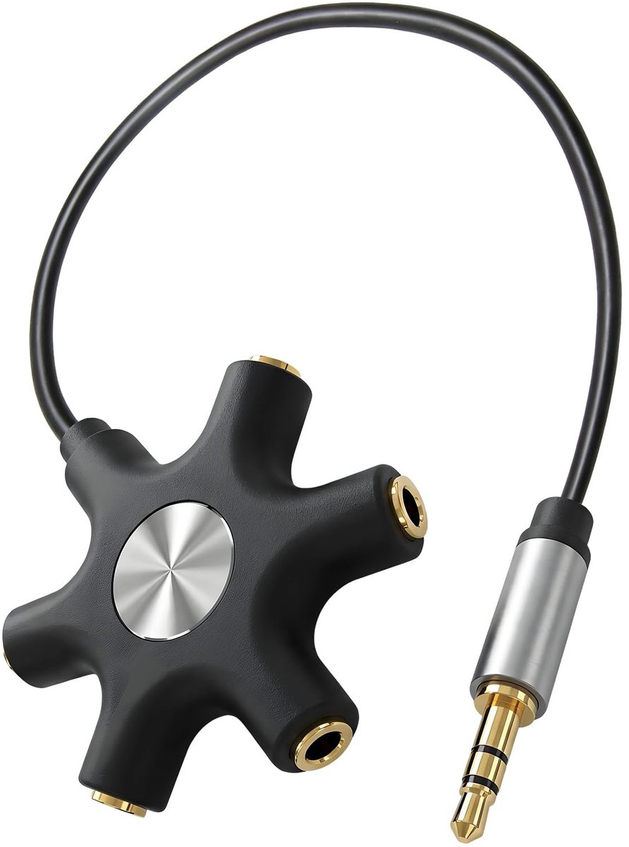 SolidKeus - 5-Weg Audio Splitter voor Hoofdtelefoons met 3.5mm Jack