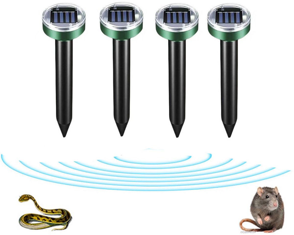4 stuks Zonne-energie ultrasone dierenverjager - muizenverjager - ultrasone insectenverjager - Molafweer - waterdichte buitenverjager - Circulair ontwerp - geschikt voor muizen, knaagdieren en slangen - groen