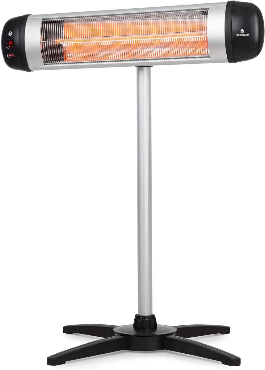 Infrarood warmtestraler - Terrasverwarmer - Buiten verwarmen - In hoogte verstelbaar - Tot 197 cm - Zilver