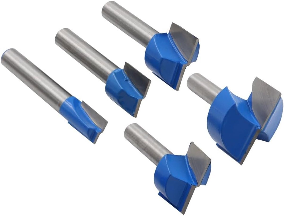 Set van 5 Vloerreinigingsmessen met Schacht, Freesbladen voor Houtbewerking, Ideaal voor Oppervlaktefrezen en Precisiewerk (10mm, 16mm, 22mm, 25mm, 32mm)