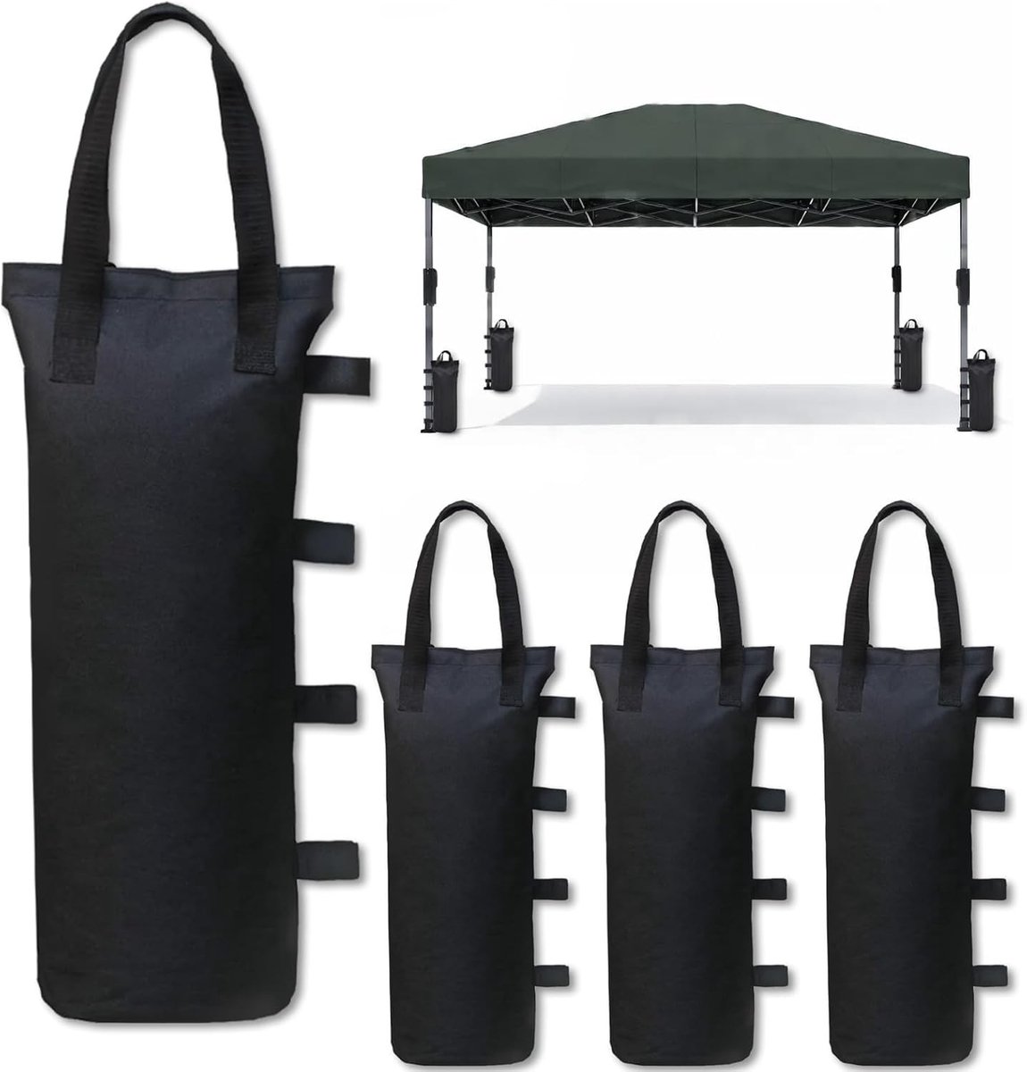 Set van 4 zandzakken voor tuinpaviljoen en tent - 10 kg draagvermogen | Stabiliteit bij winderig weer - voorkomt omvallen en wegblazen - ideaal voor parasols en campinggebruik
