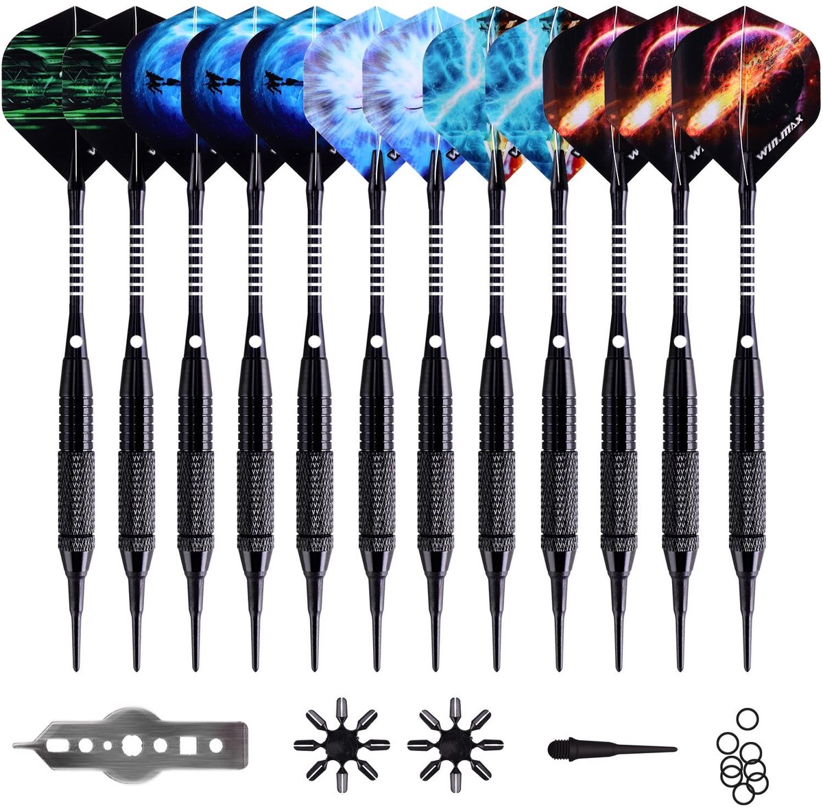 SolidKeus - Set van 12 Professionele Soft Darts met Plastic Punt