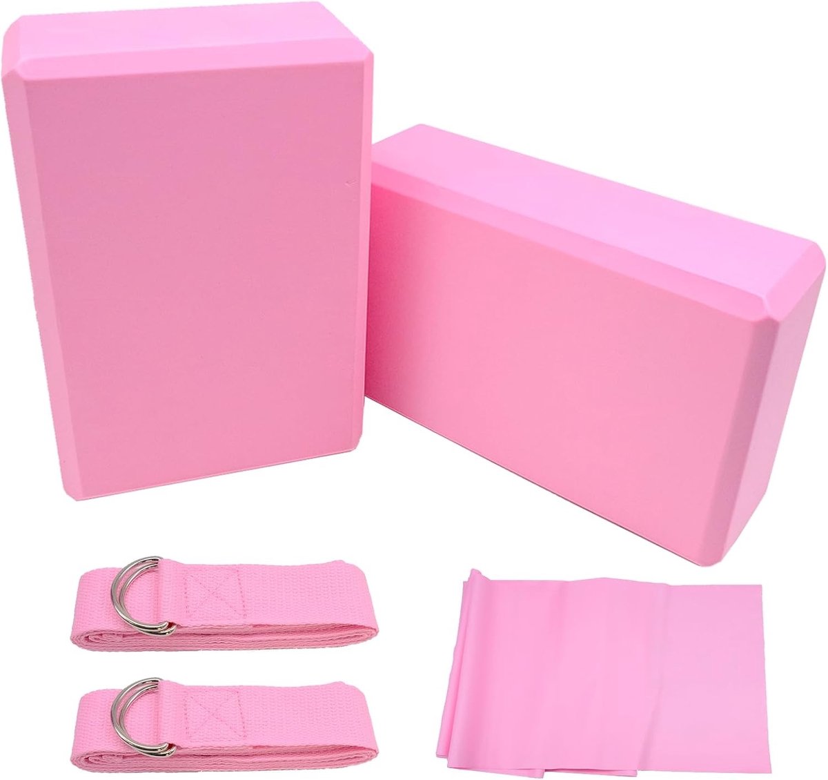 Set van 2 Yoga Blokken met Draagriem - Lichtgewicht EVA Foam Blokken voor Stretching, Meditatie en Flexibele Houdingen