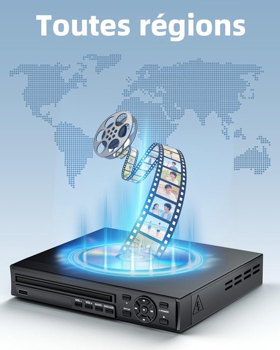 DVD-speler voor TV - HD Mediaspeler - Films Kijken - Regiovrij Afspelen - 1080p HD - Zwart — afbeelding 3