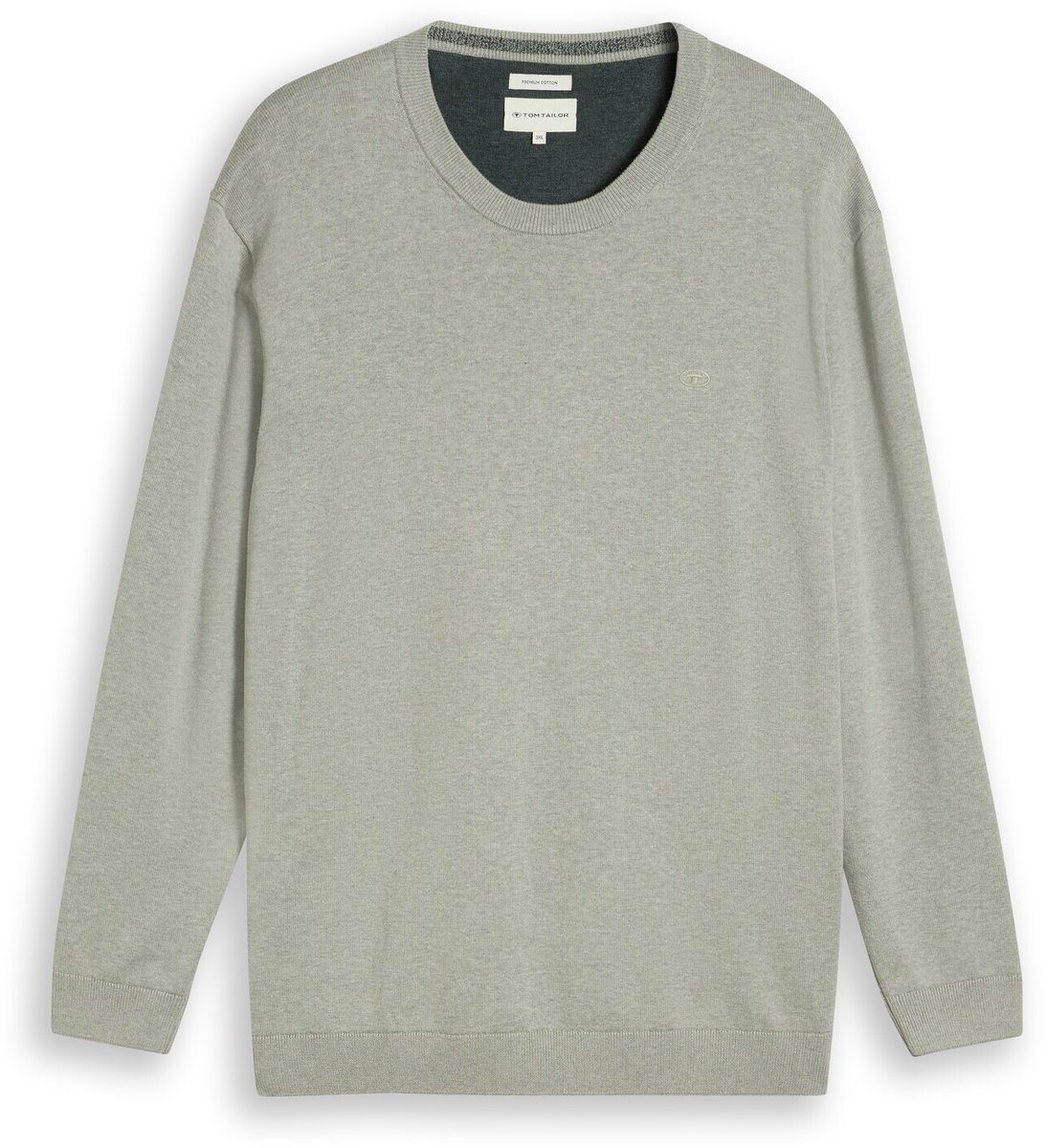 Tom Tailor - Plus Size - Gebreide trui met geborduurd logo - Maat 2XL - iron mint melange