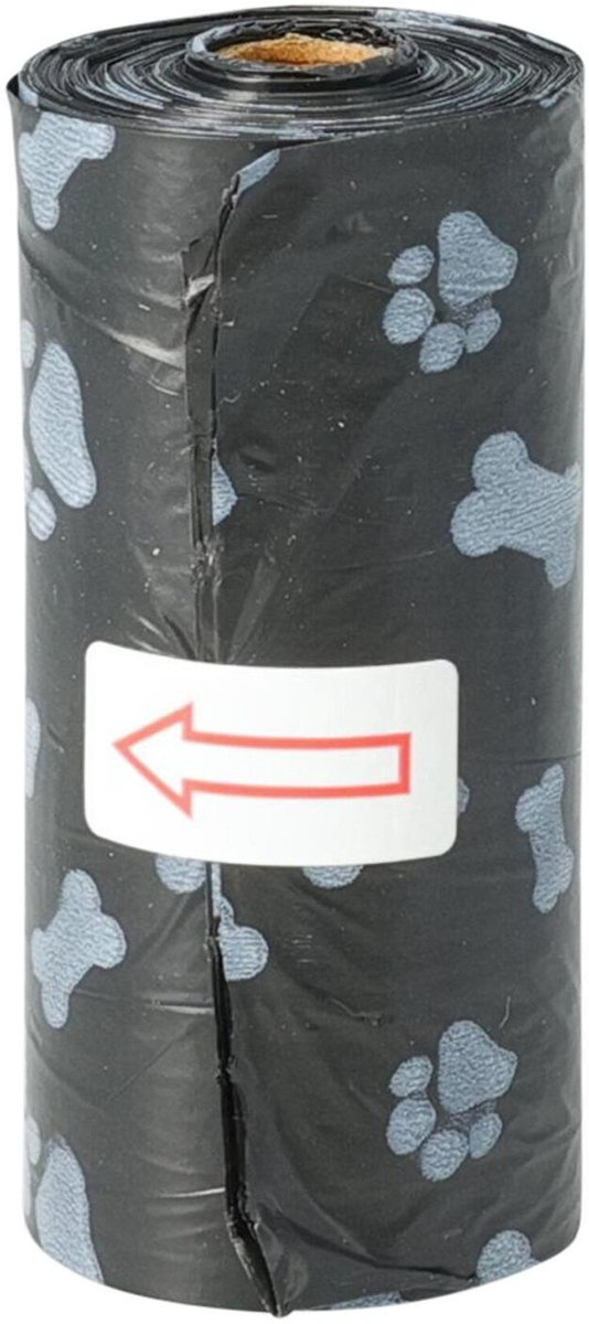 Dogs Collection Hondenpoep zakjes - 60x stuks - zwart/wit - hondenuitlaat drollen opruimen zakjes