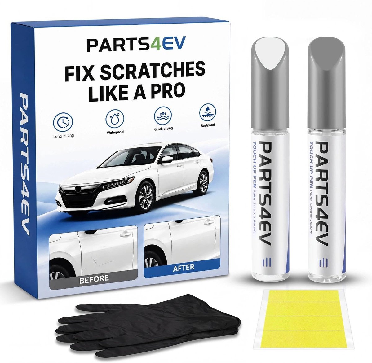 SolidKeus - Reparatieset Lakstift met 2K Blankelak voor Nissan Parelwit (QAB)