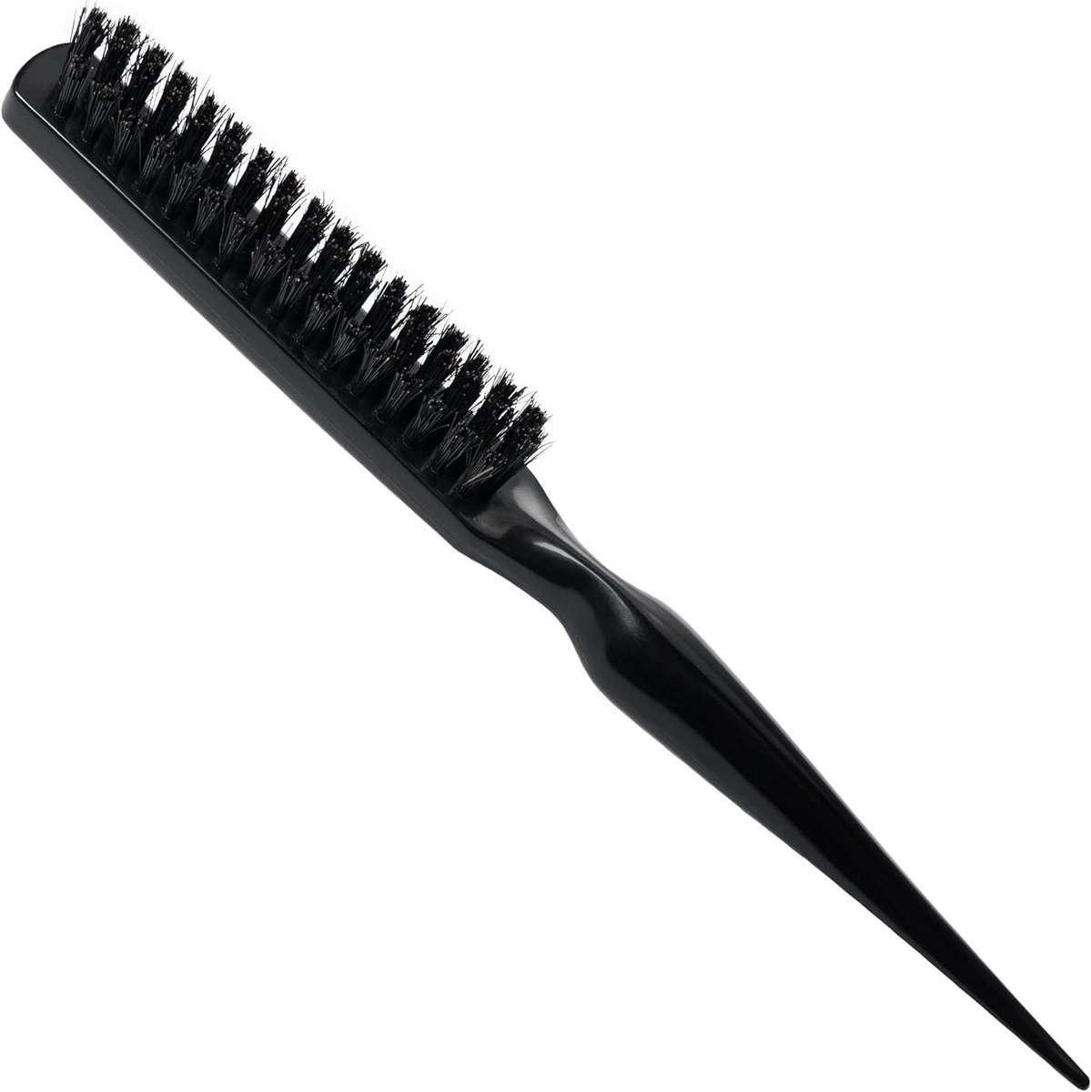 Volume Borstel - Varkenshaar Borstel - Haar Styling - Puntige Handgreep - 22 x 3 cm - Zwart