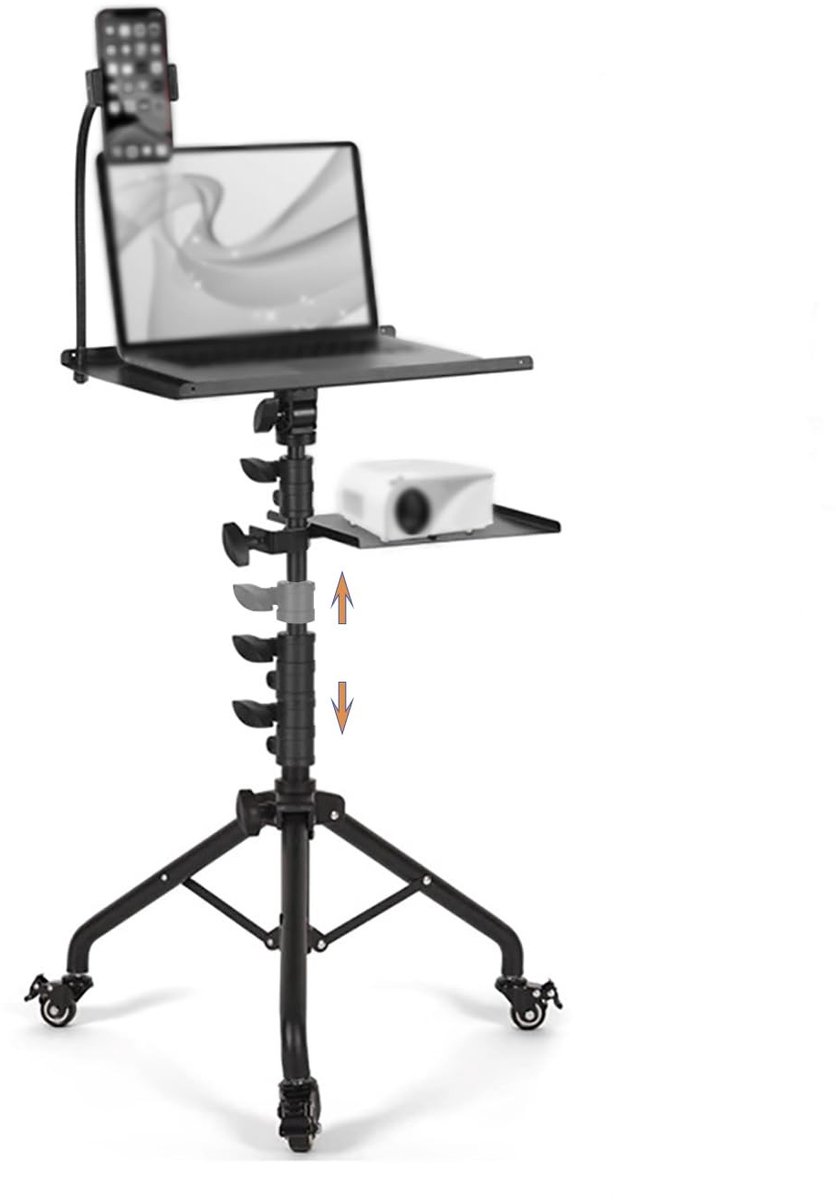 Omgoods - Verstelbare Projector Stand met Drie Draaibare Wielen