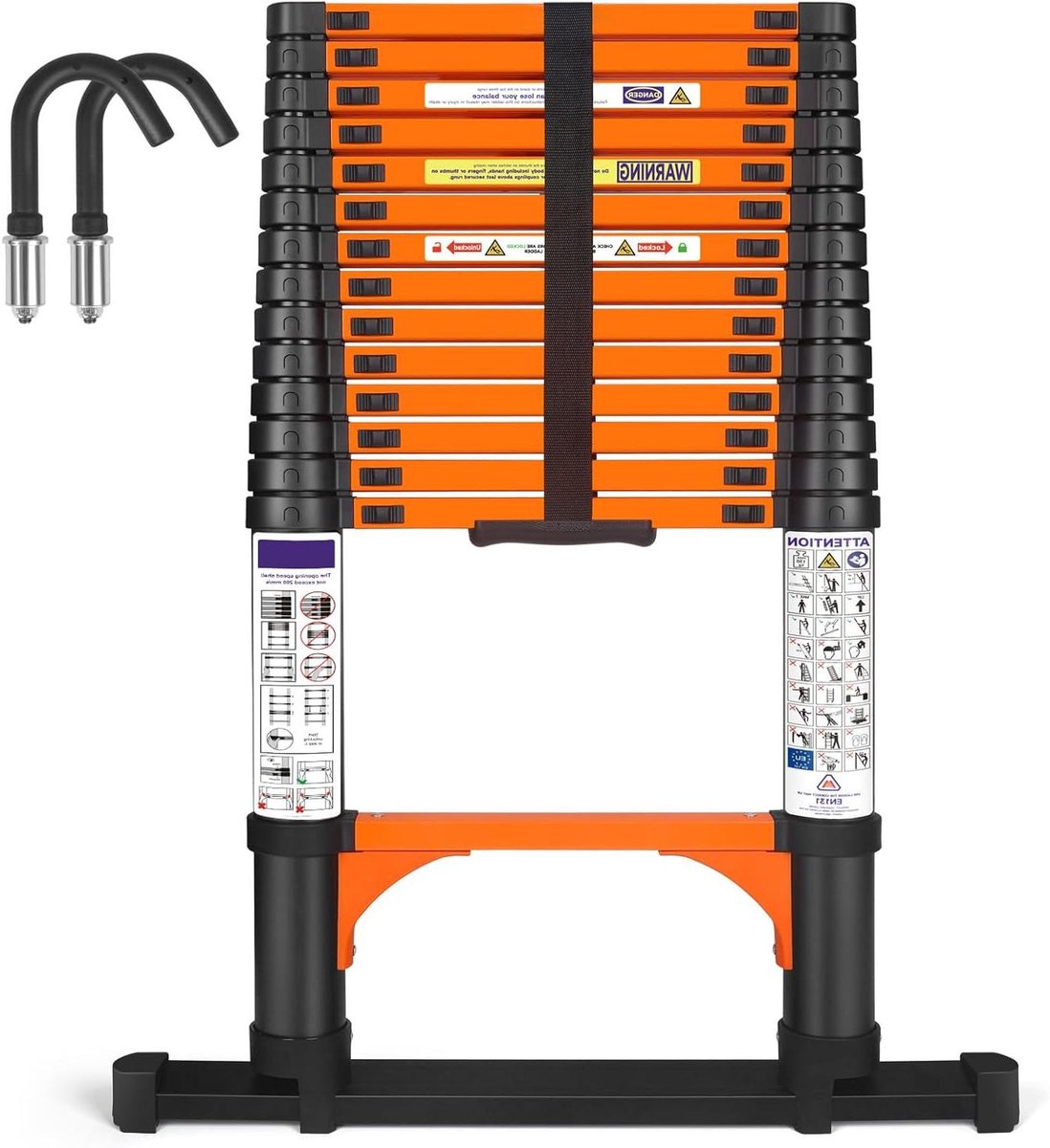 Telescopische Ladder - Uitschuifbare Ladder - Werkzaamheden Buiten - Met Stabilisatoren - 44 Meter - Metaal